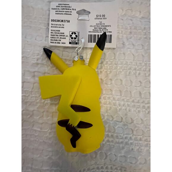 New Pokemon Blown Glass Pikachu Christmas Ornament - Picture 3 of 7